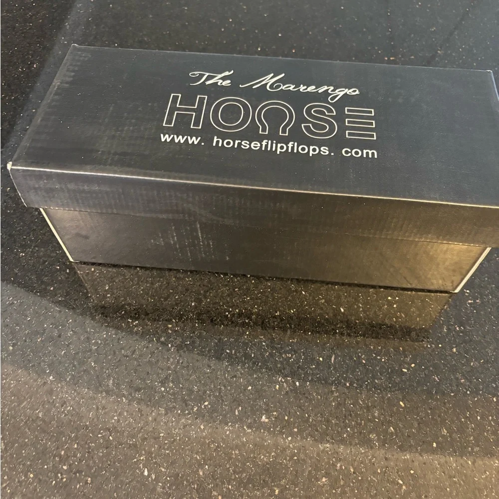 Horse  Black Sandals Sleek Design Durable Comfort size 12 new w box